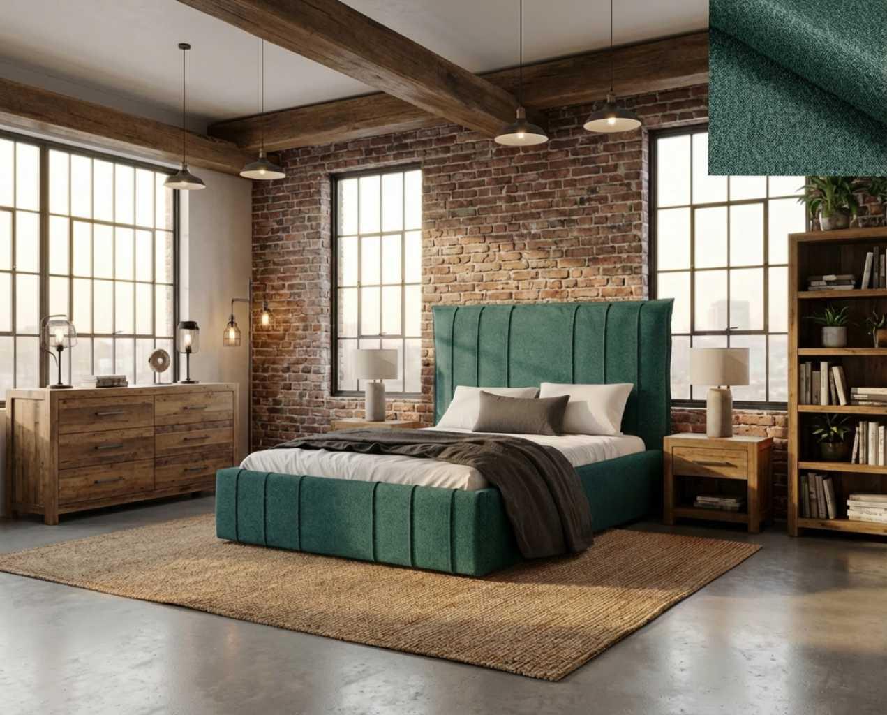 Polsterbett SANTI Nordelo LEGEND 10 Emerald, 200×200 cm, Bettkasten, Metall-Lattenrost POLB-SANTI-LEGD-91–200