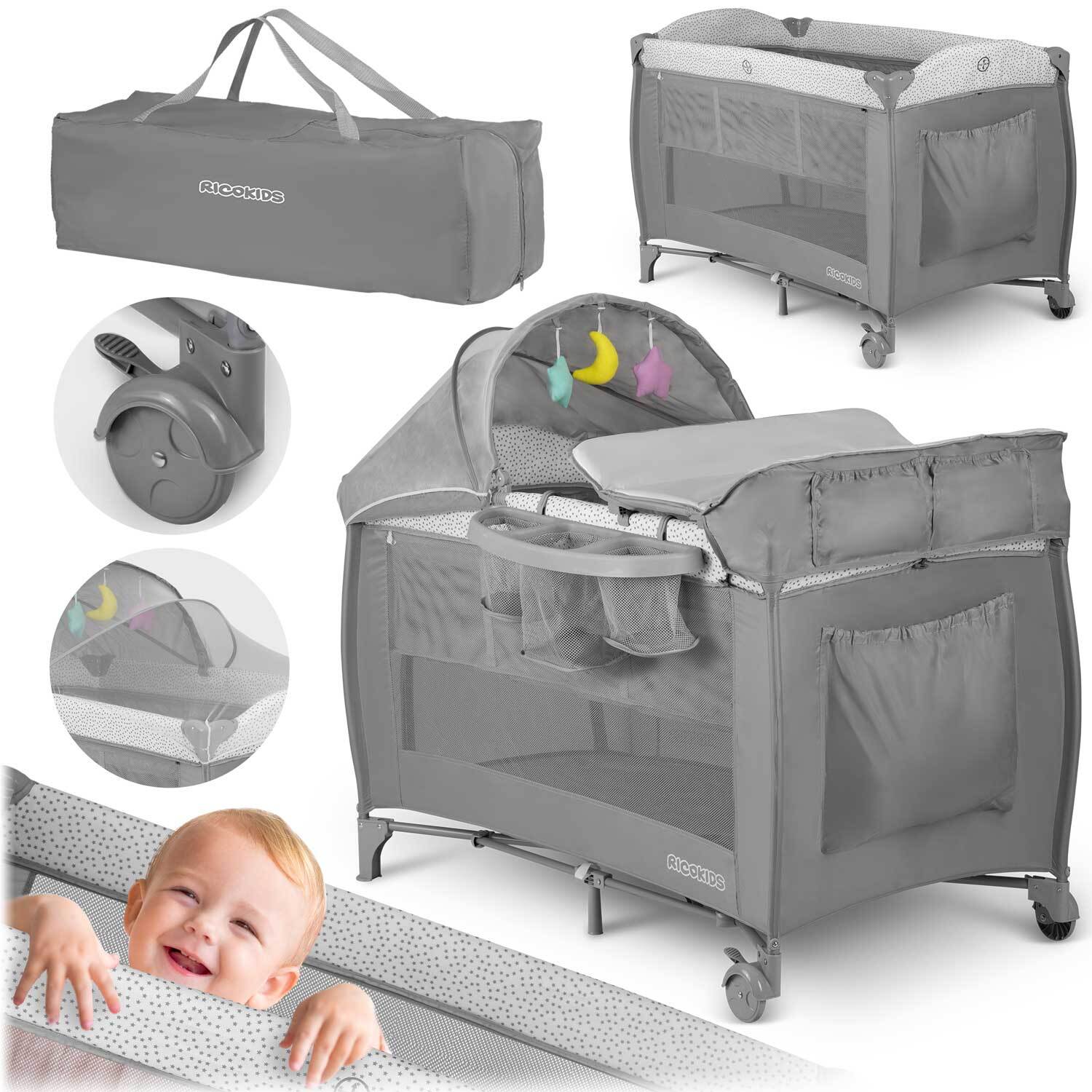 Ricokids Reisebett 125x65x78cm RK-242 grau 724200
