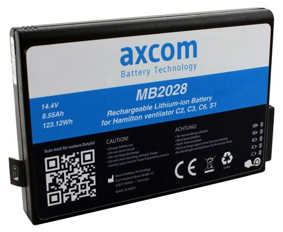 Axcom Li-Ion Akku für Hamilton Beatmungsgerät C2, C3, C6, S1, 14.4V/ 8,55AH 369104, 369106