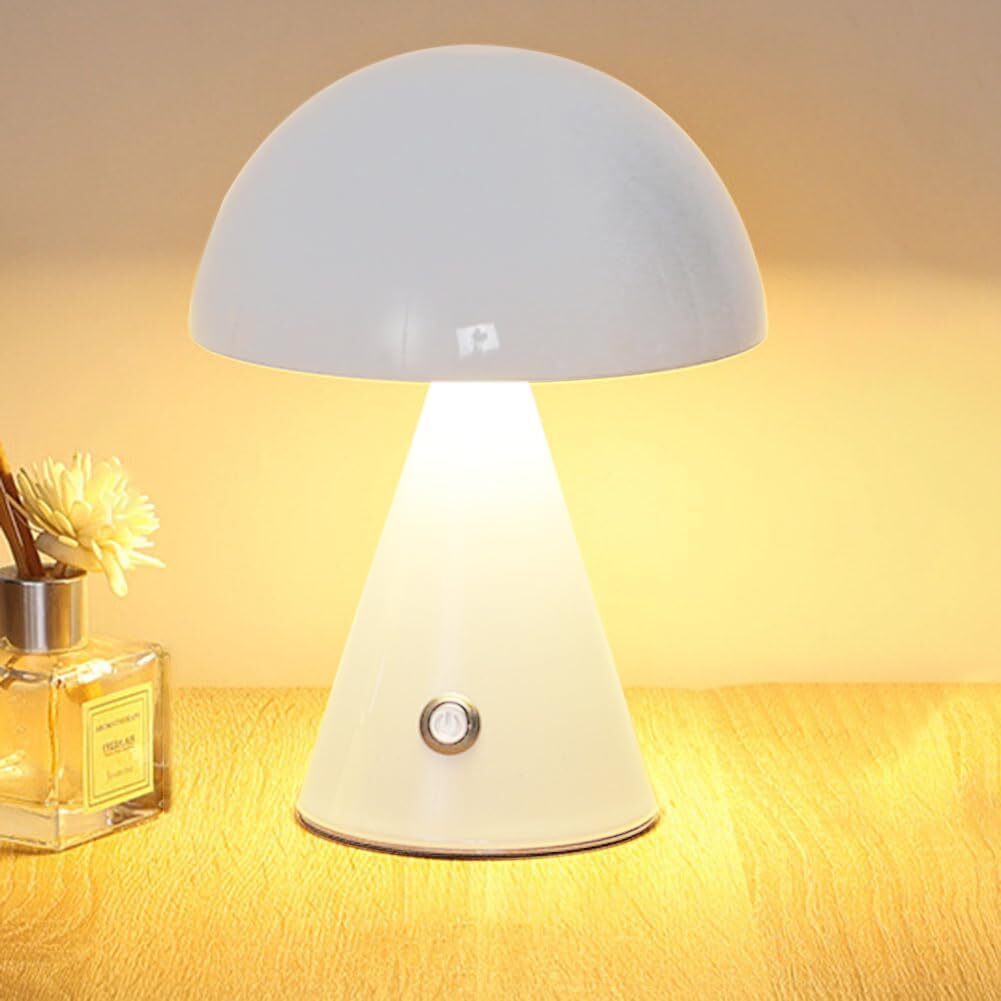 yozhiqu Pilz-Nachtlicht, 3 Farben, dimmbare Nachttischlampen, Pilzlicht, Vintage-Pilz-Tischlampe, niedliche USB-wiederaufladbare Touch-LampenWeiß