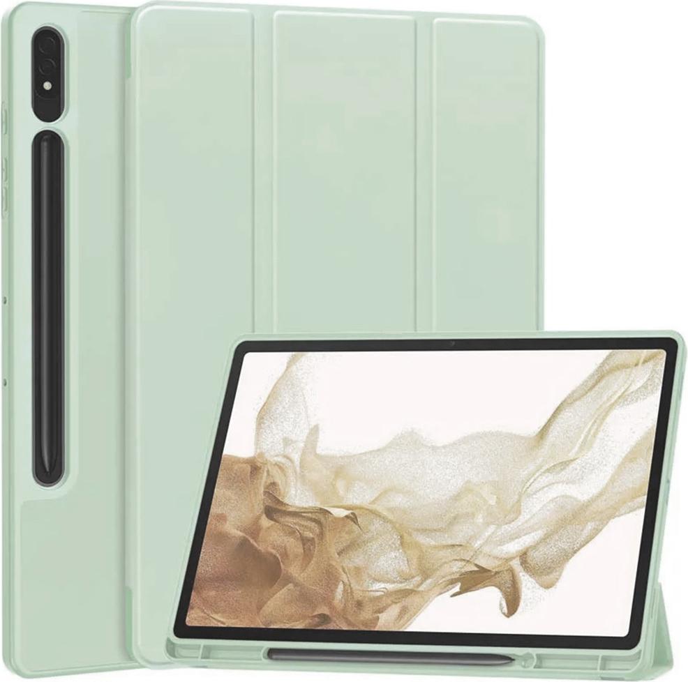 Techsuit Flex Trojrozmerné puzdro na tablet s držiakom na ceruzku pre Samsung Galaxy Tab S8/S7 - Matcha Green