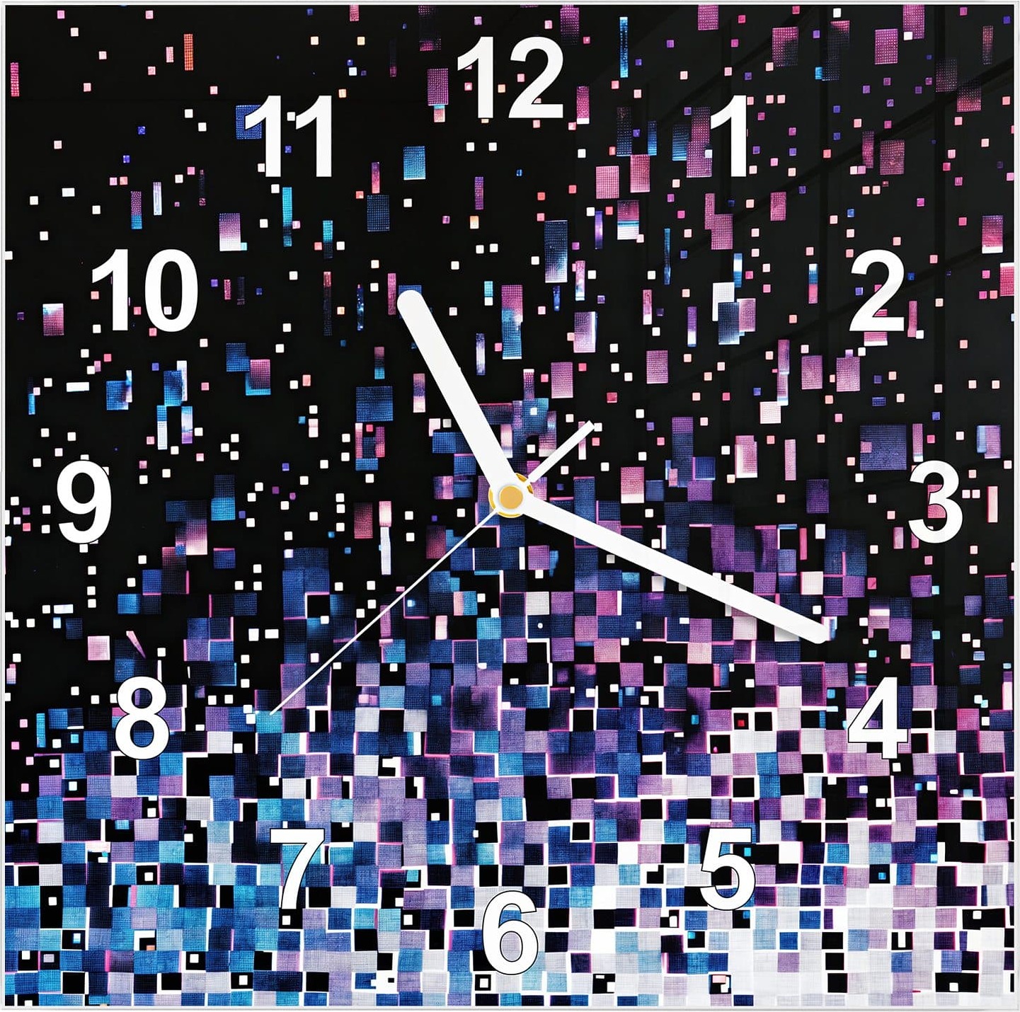 Primedeco Wanduhr aus Glas mit Motiv Pixelmuster- 30 x 30 cm - inkl. Aufhängesystem