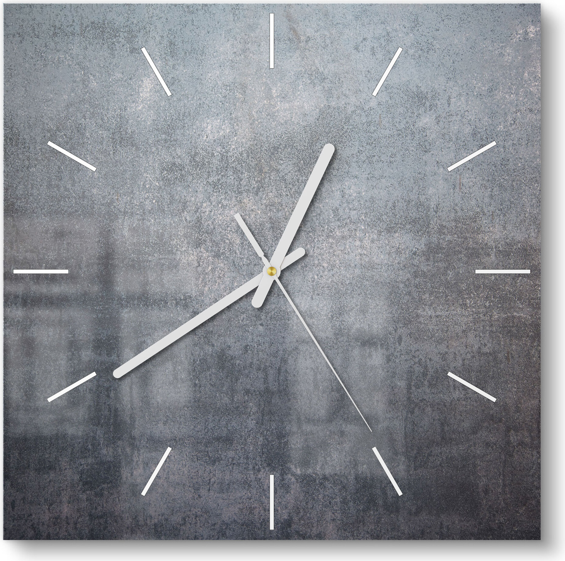 DEQORI Glasuhr 30x30 cm Modern 'Raue Metalloberfläche' Wanduhr Glas Uhr Design leise WC-30-30-M-1187