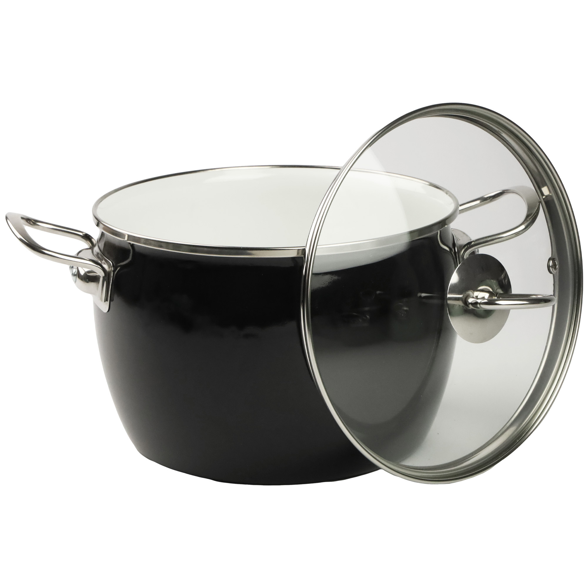 Silesia Emalia Küchentopf aus emailliertem Maryna Pot 5 L Schwarz Emaillier