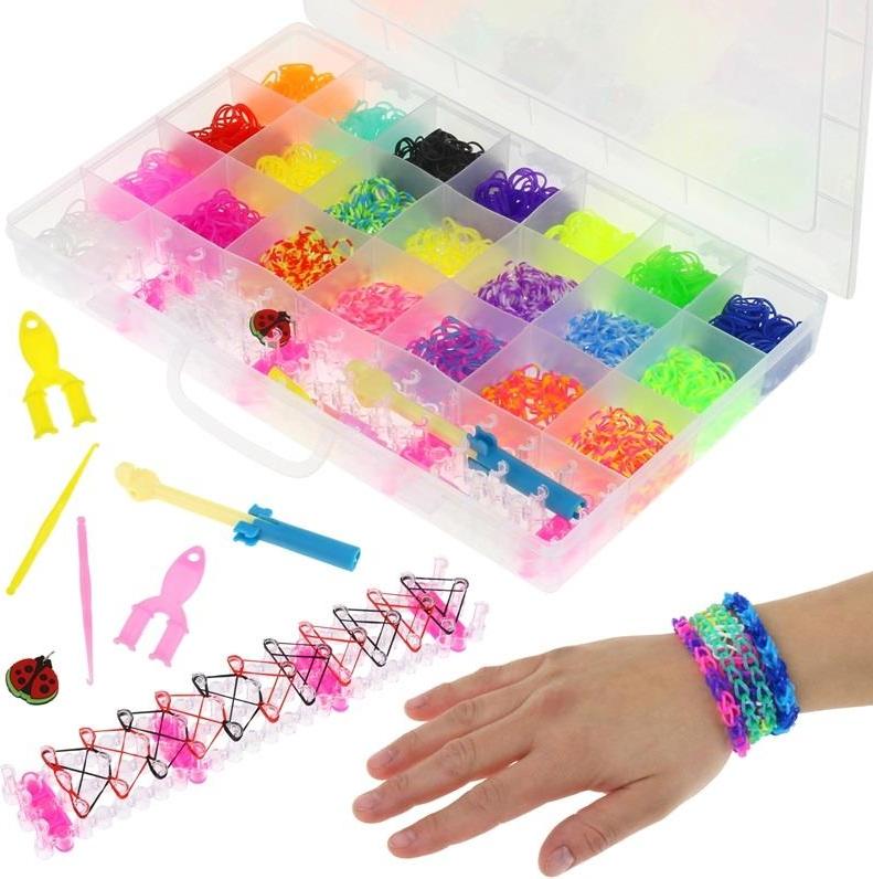 Nobo Kids Elastische Bänder zum Basteln von Schmuckarmbändern Loom Bands Loom Set XXL