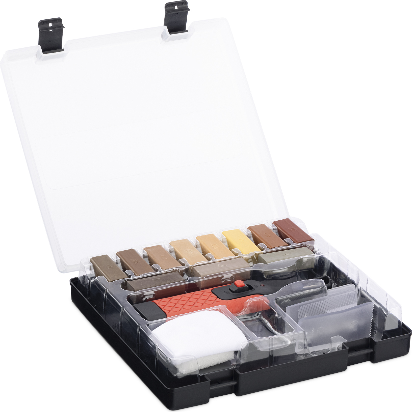 Navaris Laminat Reparaturset Hartwachs 17-teilig - Parkett Reparaturset - Holzreparatur Set - 11 Farbtöne - Holz Reparatur - Holz Kit mit 51392.02