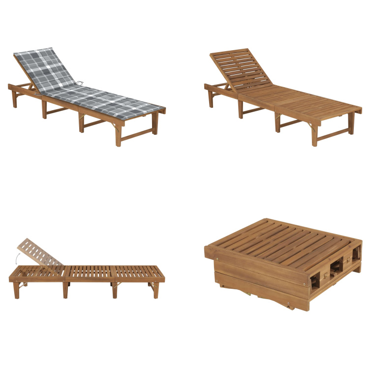 vidaXL Skladacie lehátko s vankúšom z agátového masívu - Lehátko - Lehátka - Drevené ležadlo - Drevené ležadlá