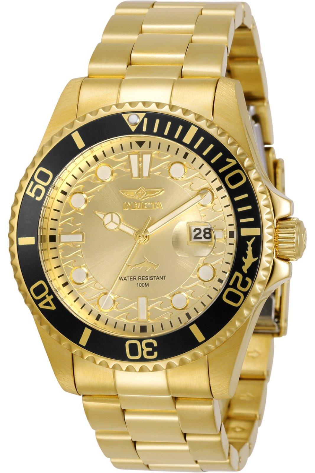 Invicta Pro Diver 30025 - Pánske Náramkové Hondiky - Quarz - Nerezová oceľ s zlatým ciferníkom - 43mm