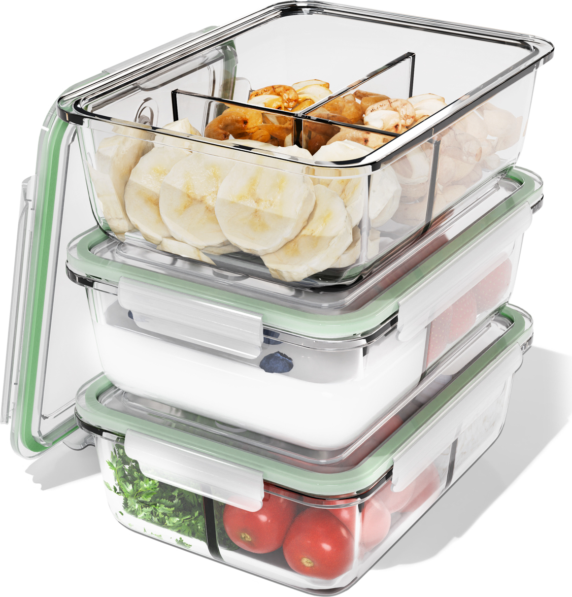 classbach Meal Prep Boxen Glas mit Fchern | 3er Set |