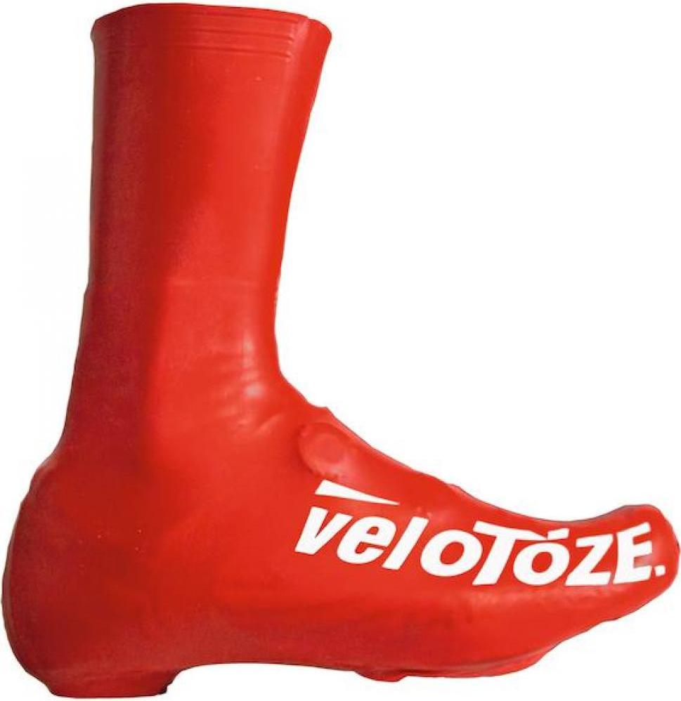 VeloToze Überschuh 2.0 lang rot S - wasser- und winddichter Aero-Überschuh. T2-RED-002-S
