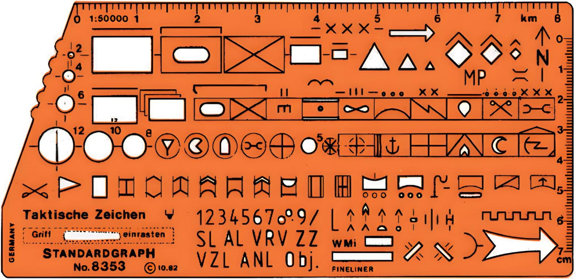 Standardgraph Schablone für Taktische Zeichen Natostandardisierte Truppensymbole 69-8353