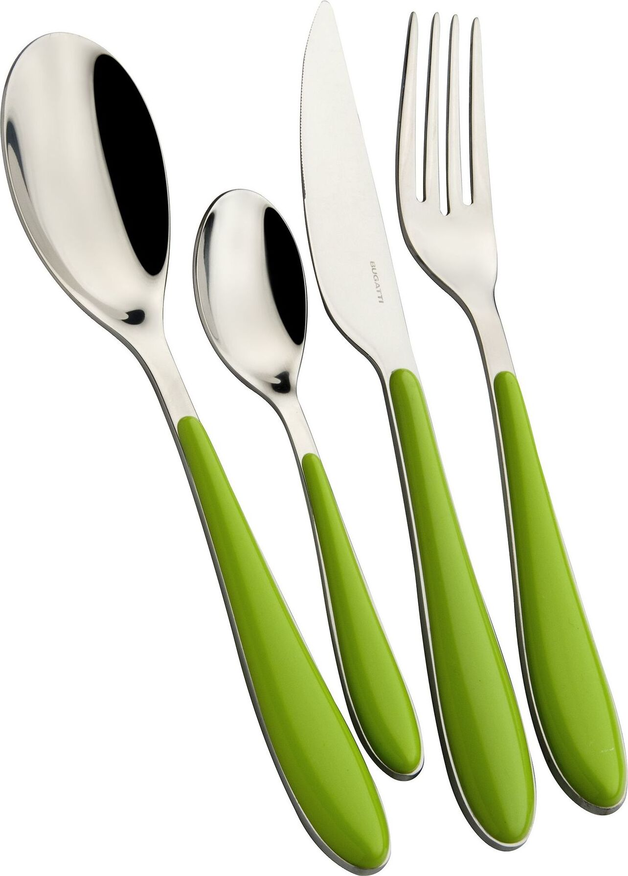 BESTECKSET 24 tlg Set für 6 Personen Edelstahl Besteck Tafelbesteck Grün BUGATTI GGMU-023F50