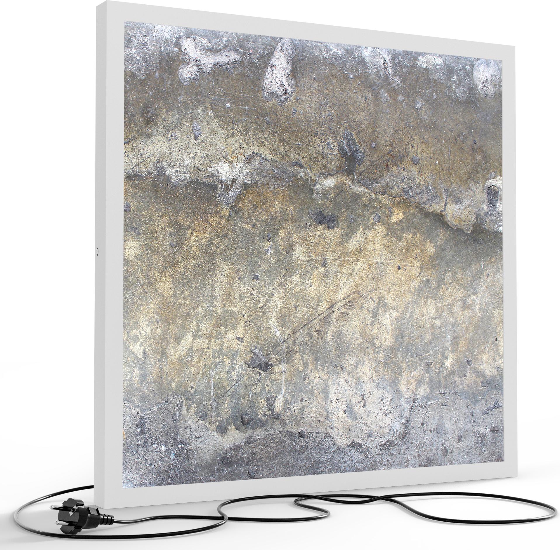 DEQORI LED-Bild & Lampe 60x60 cm Weiß 'Raue Zementtextur' Leuchtbild LED Wandbild Leuchte LW-60-60-W-5539-UV