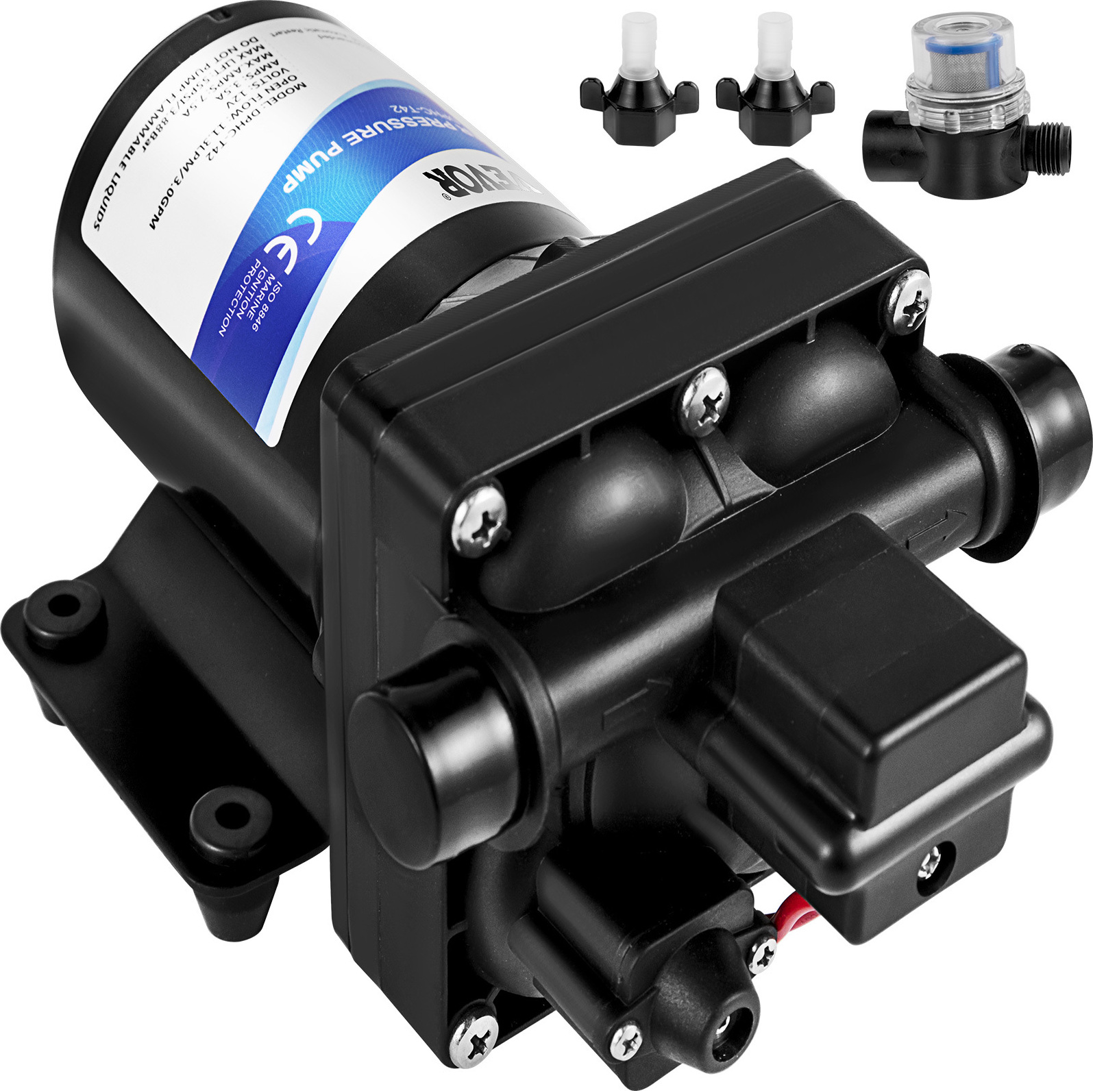 Pompa A Membrana Intelligente 12V 120W – Alta Pressione, Portata 7L/min, Uscita 10mm, Autoregolazione Pressione