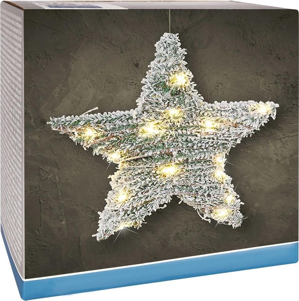 Vilde Weihnachtsstern mit Schneeeffekt und 20 LED-Lichtern