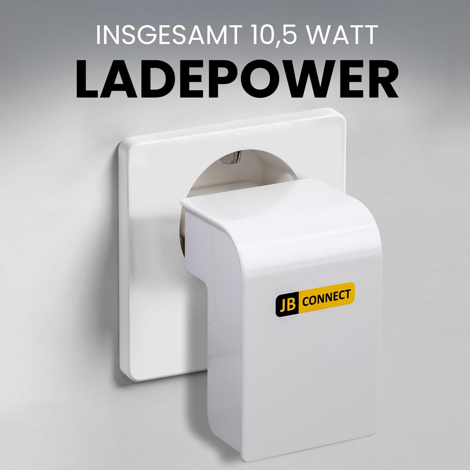 Eaxus JB CONNECT Universal 2-Port USB-Adapterstecker: Leistungsstarke Ladelösung mit 5 V 2,1 A