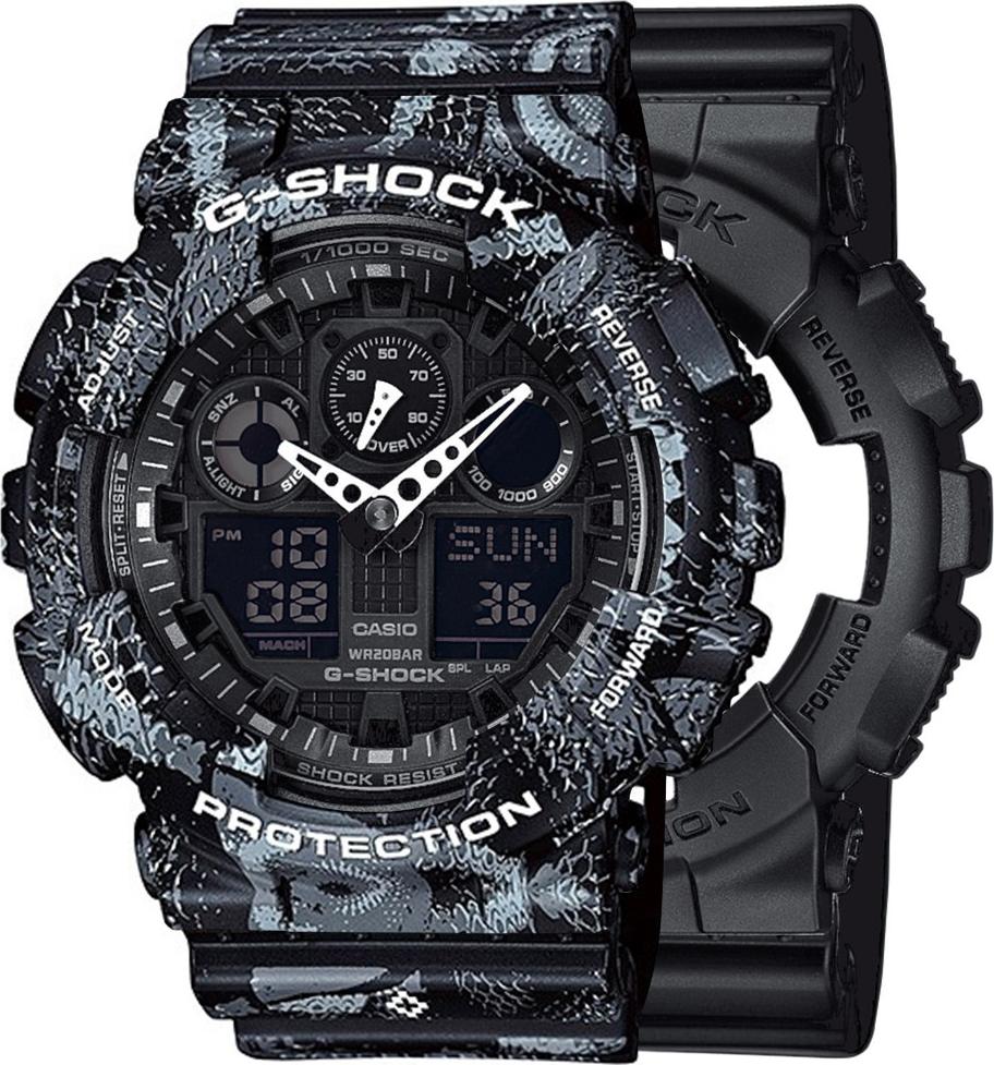 Zegarek Casio G-Shock SET GA-100-1A1ER + BEZEL 10520052 + PASEK 10520049 20BAR