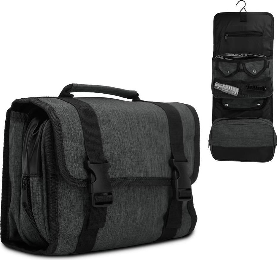 INTIRILIFE Reisetasche Grau – 24x12x12 Cm, Polyester | Kulturbeutel Mit Reißverschluss & Tragegriff