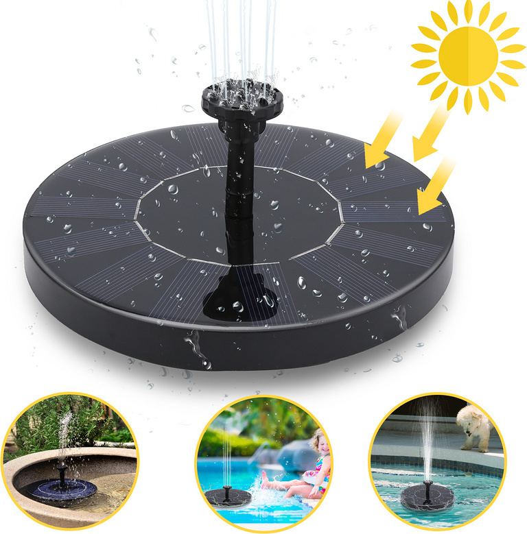 EINFEBEN SolarPump Solárne čerpadlá 1,5 W Vonkajšia solárna fontána, solárna fontána pre vtáčie kúpele so 6 štýlmi vody, voľne stojaca plávajúca pre vtáčie kúpele, záhradu, terasu