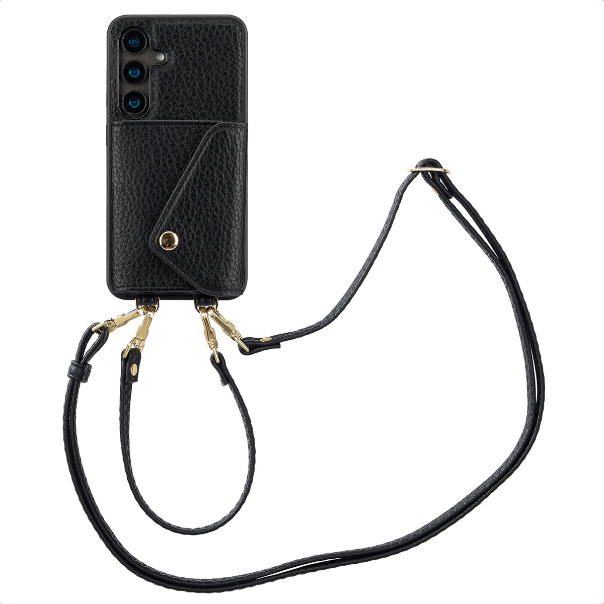 Puzdro na telefón Selencia Sera s káblom a obálkou na kartu pre Samsung Galaxy S24 - čierne