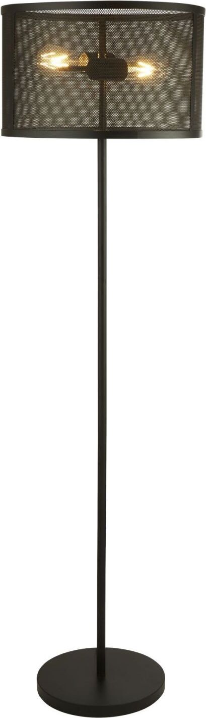 Licht-Erlebnisse Stehleuchte Metall E27 145 cm hoch Schwarz 2-flammig rund Retro Design Stehlampe