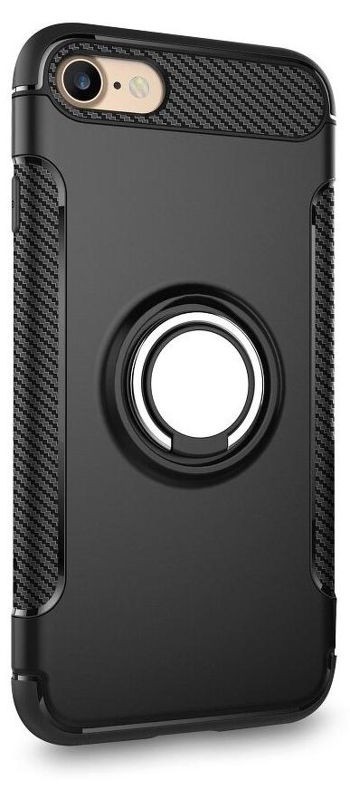 Puzdro na mobilný telefón Carbon Black Discreet shell Hybrid case Bumper Case Cover otočný krúžok 360° držiak Stand Magnetic Outdoor pre iPhone 6 / 6s