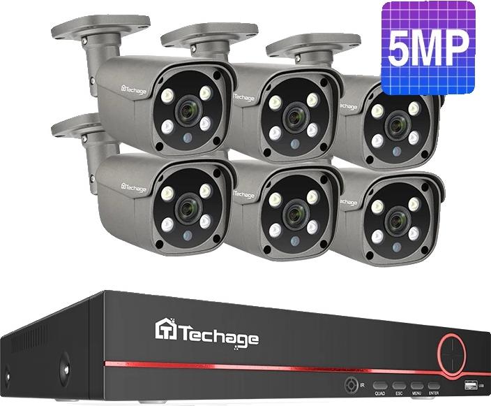 Monitorovací kamerový systém, rozlíšenie 8MP, obojsmerný zvuk, 8CH 6ks 5MP kamier, 1T