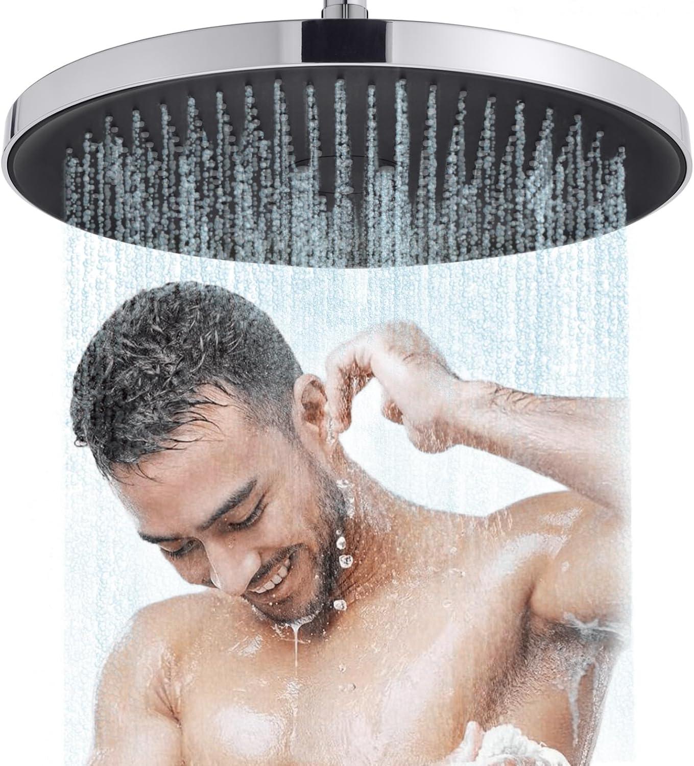 oCreon Duschkopf - Regendusche - 12-Zoll-Kopfduschkopf - Regendusche - Großer, runder Duschkopf - XXL - Regendusche - 360° verstellbar
