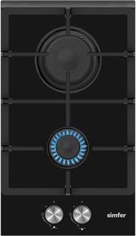 Simfer | H3.201.TGRSP | Kochfeld | Gas auf Glas | Anzahl der Brenner/Kochzonen 2 | Knöpfe | Schwarz