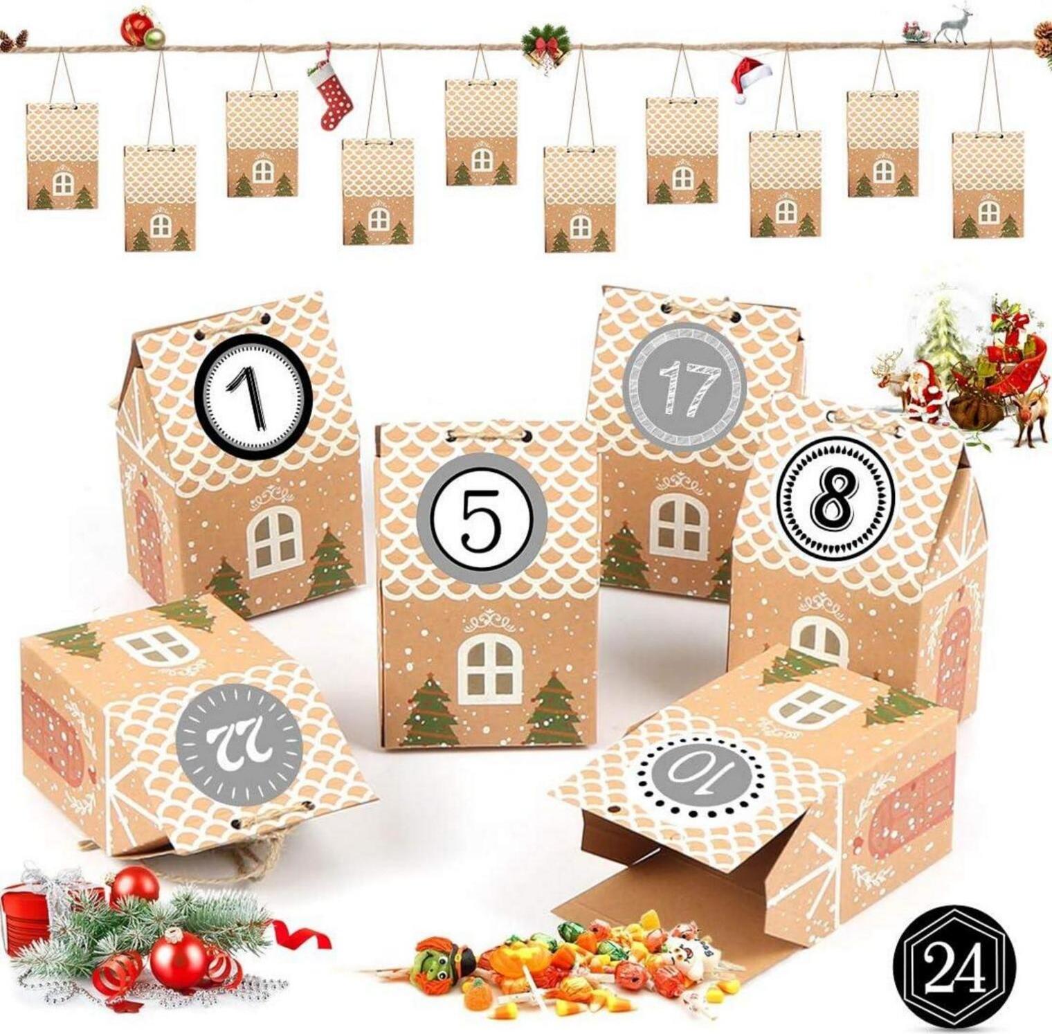 Adventný kalendár na vyplnenie 24 DIY domov Vianočná čierna