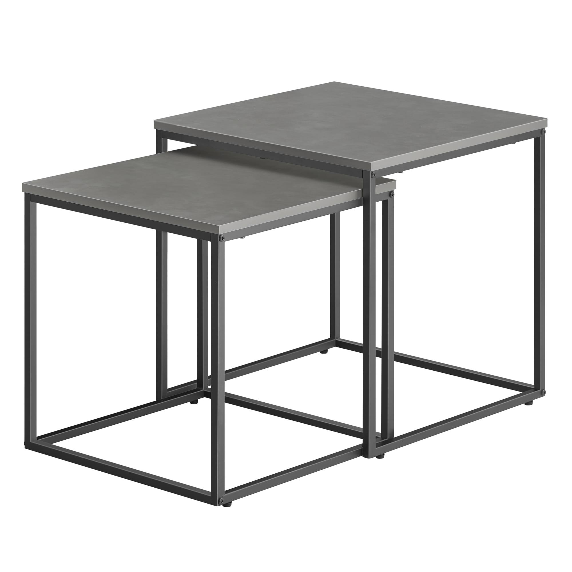 Mateusz Pielach Couchtisch quadratisch 2er Set – Beistelltische im Loft-Design, ineinander schiebbar – Beton