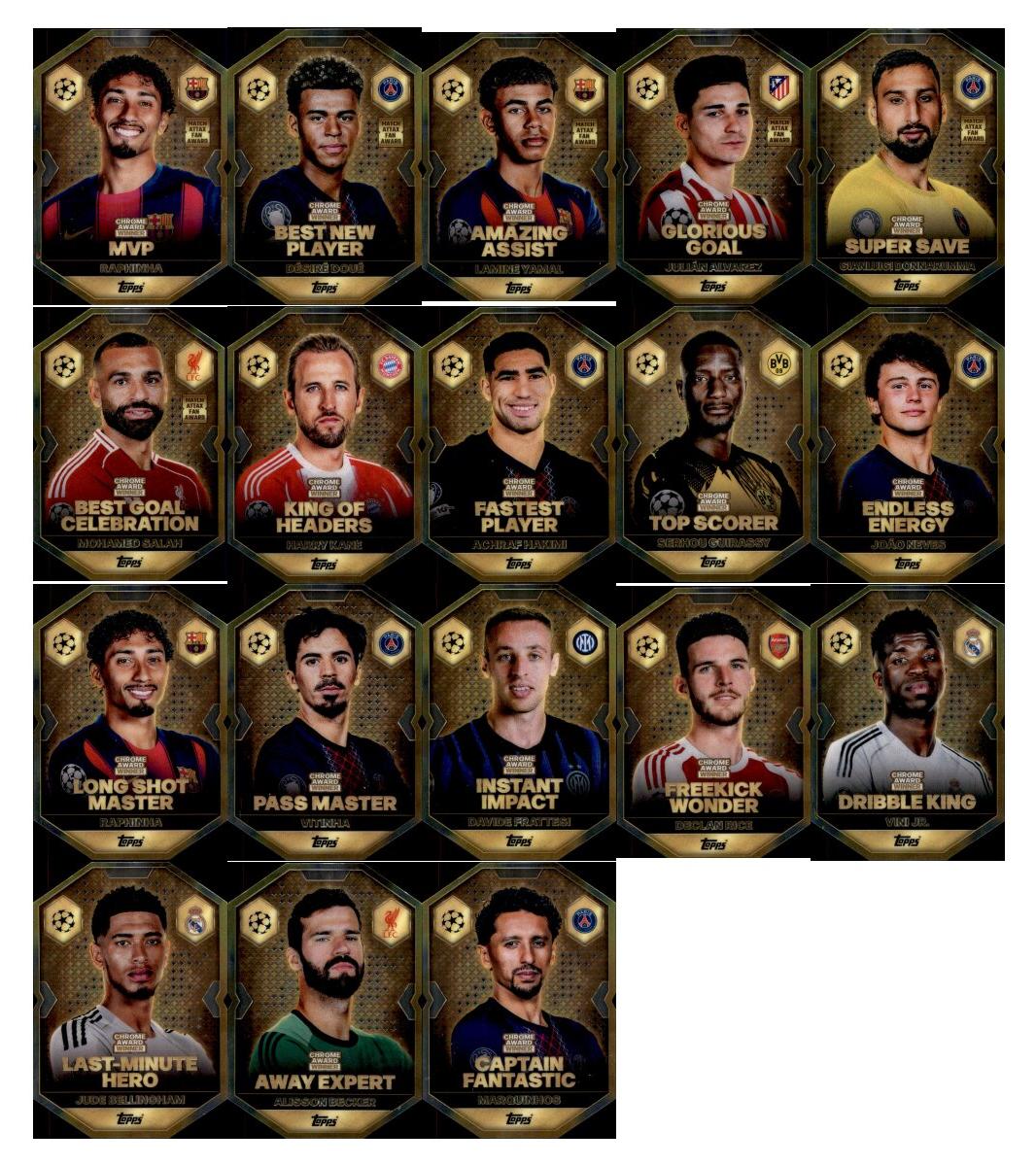 Topps - Match Attax Champions League 2025/26 - Trading Cards - Alle 18 Chrome Award Karten