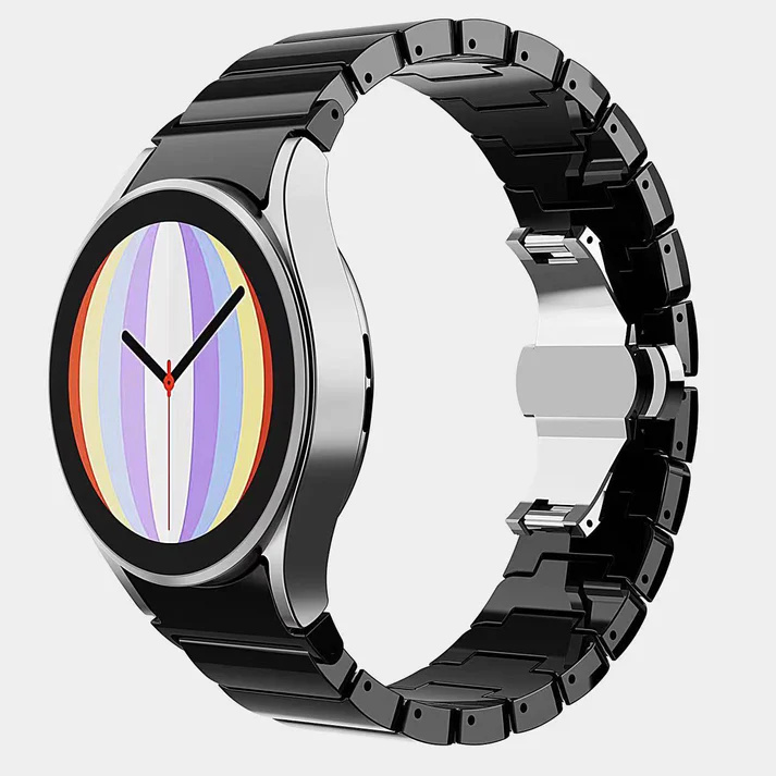 SYSTEM-S remienok 20 mm z PC pre Samsung Galaxy Watch 5 4 Smartwatch v čiernej farbe