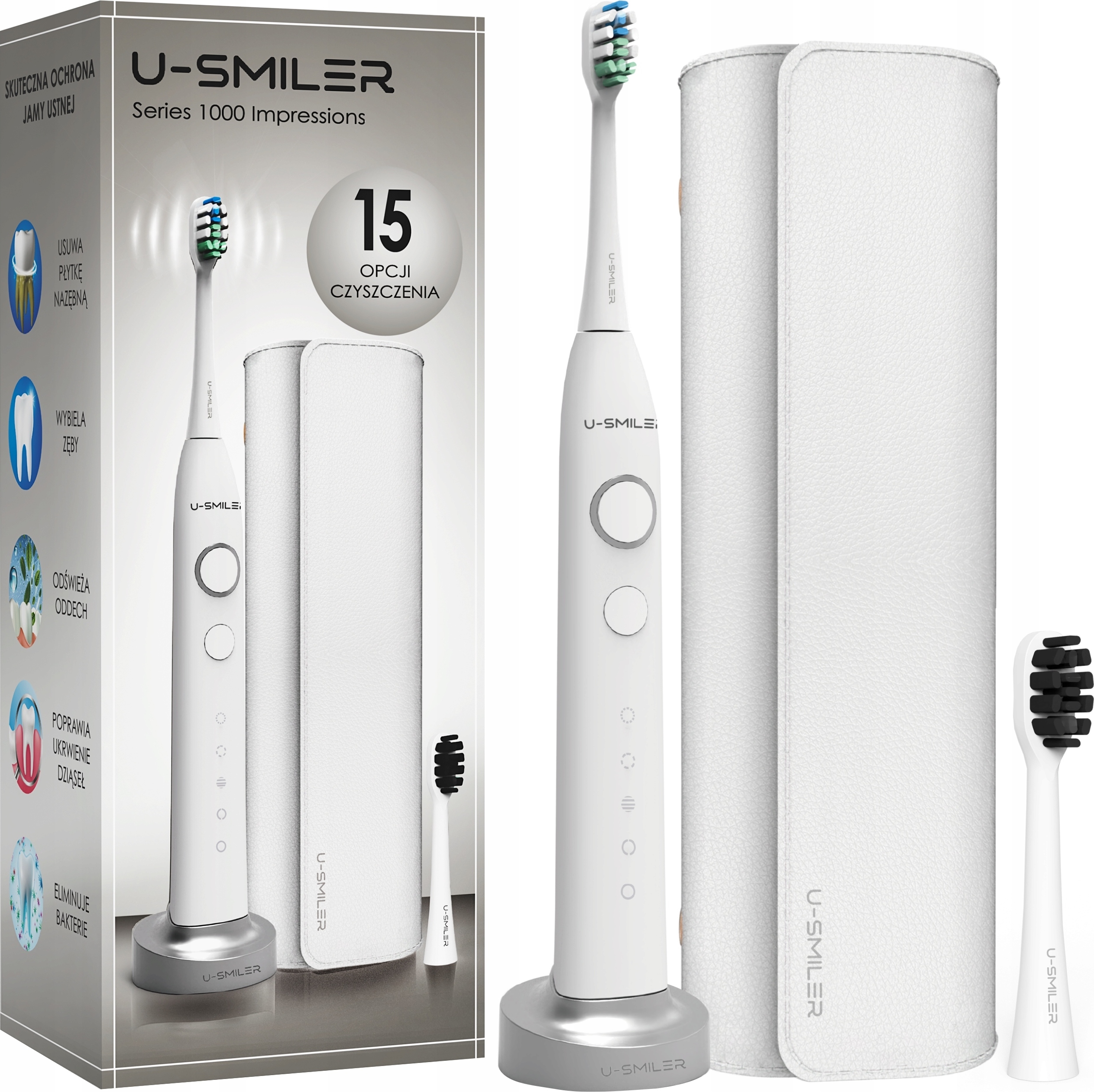 U-SMILLER Sonická elektrická zubná kefka 84 tisíc oscilácií/min + nástavce ETUI