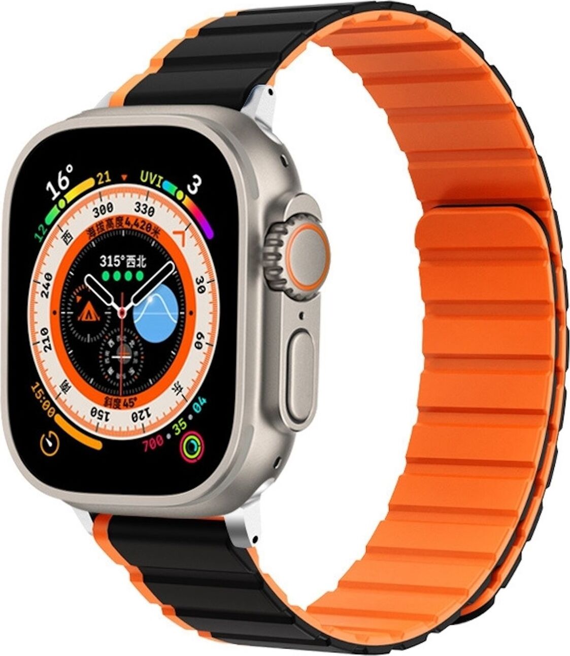 Pre Apple Watch Ultra 2 / 1 49 mm magnetický silikónový remienok Orange