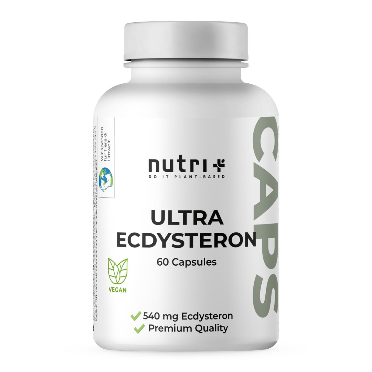 Nutri-Plus nutri+ Ultra Ecdysteron Kapseln - Beta-Ecdysteron + Leucin - 60 hochdosierte Kapseln