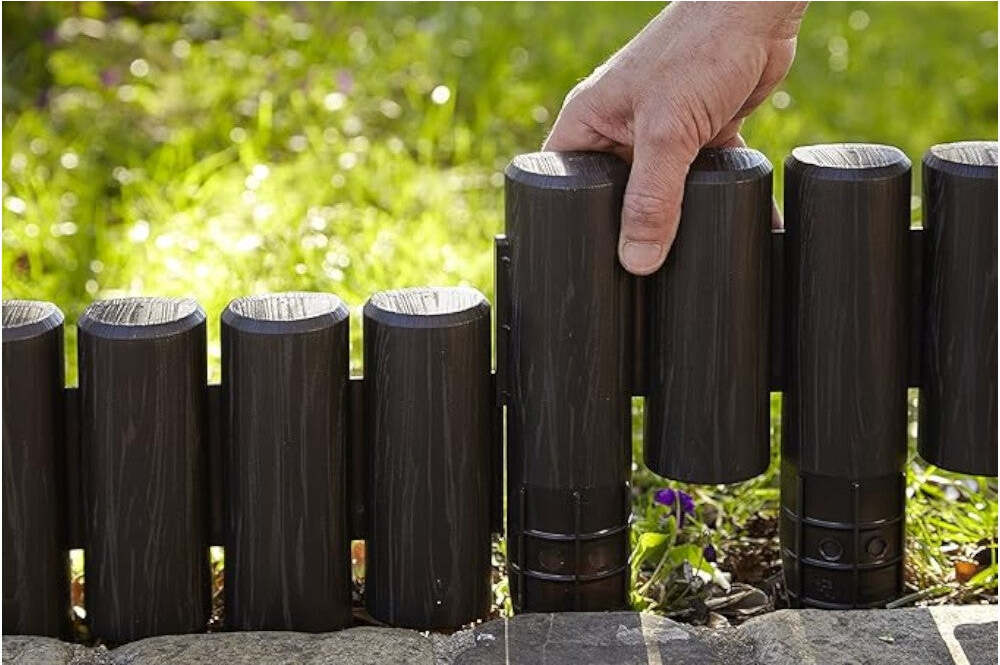 Bama Palisadenzaun in Holzoptik für Blumenbeete und Kakaogärten Länge 2,4 m Höhe 25 cm