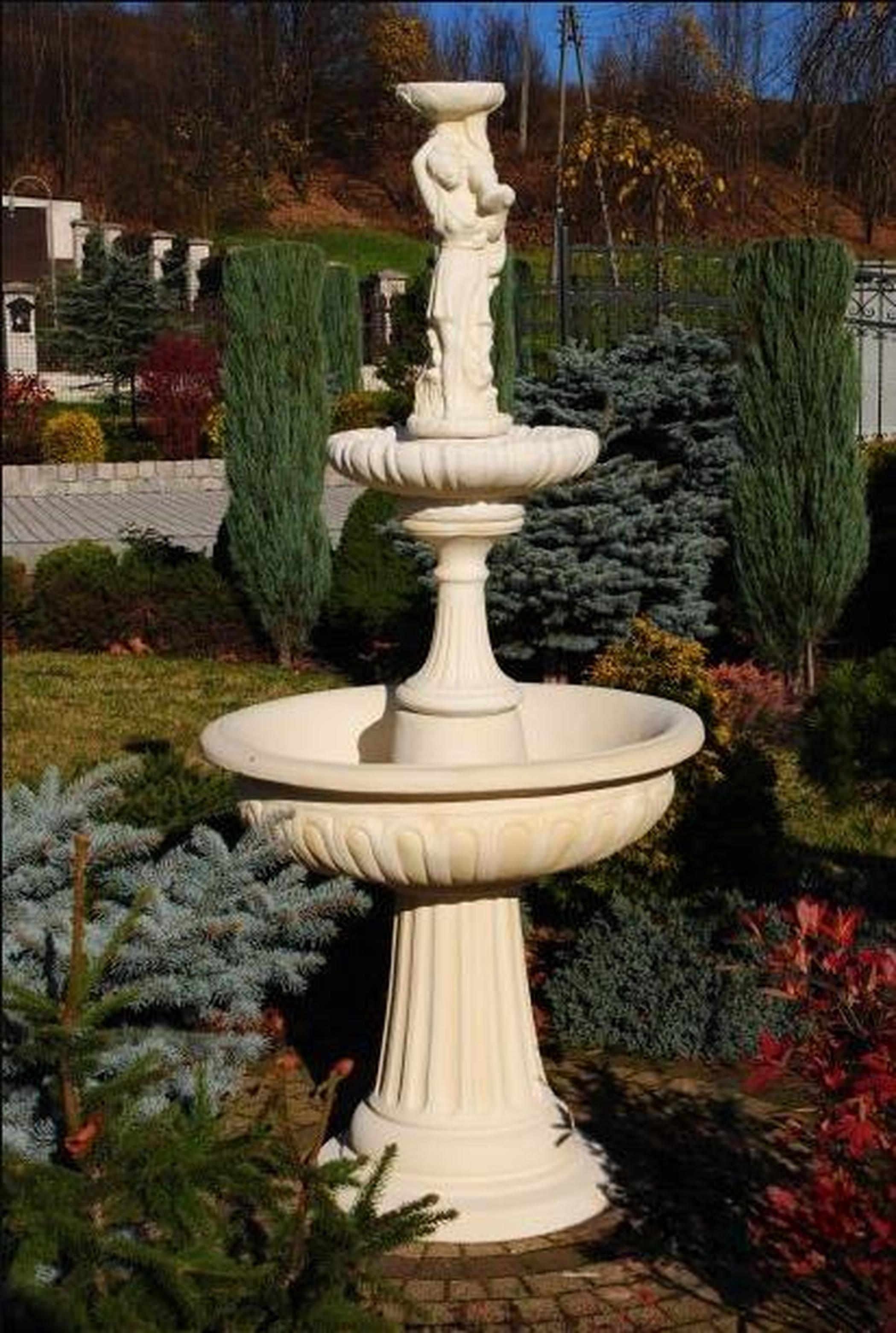 Springbrunnen Garten Teich Brunnen 199cm Steinbrunnen Gartenbrunnen Fontaine Neu
