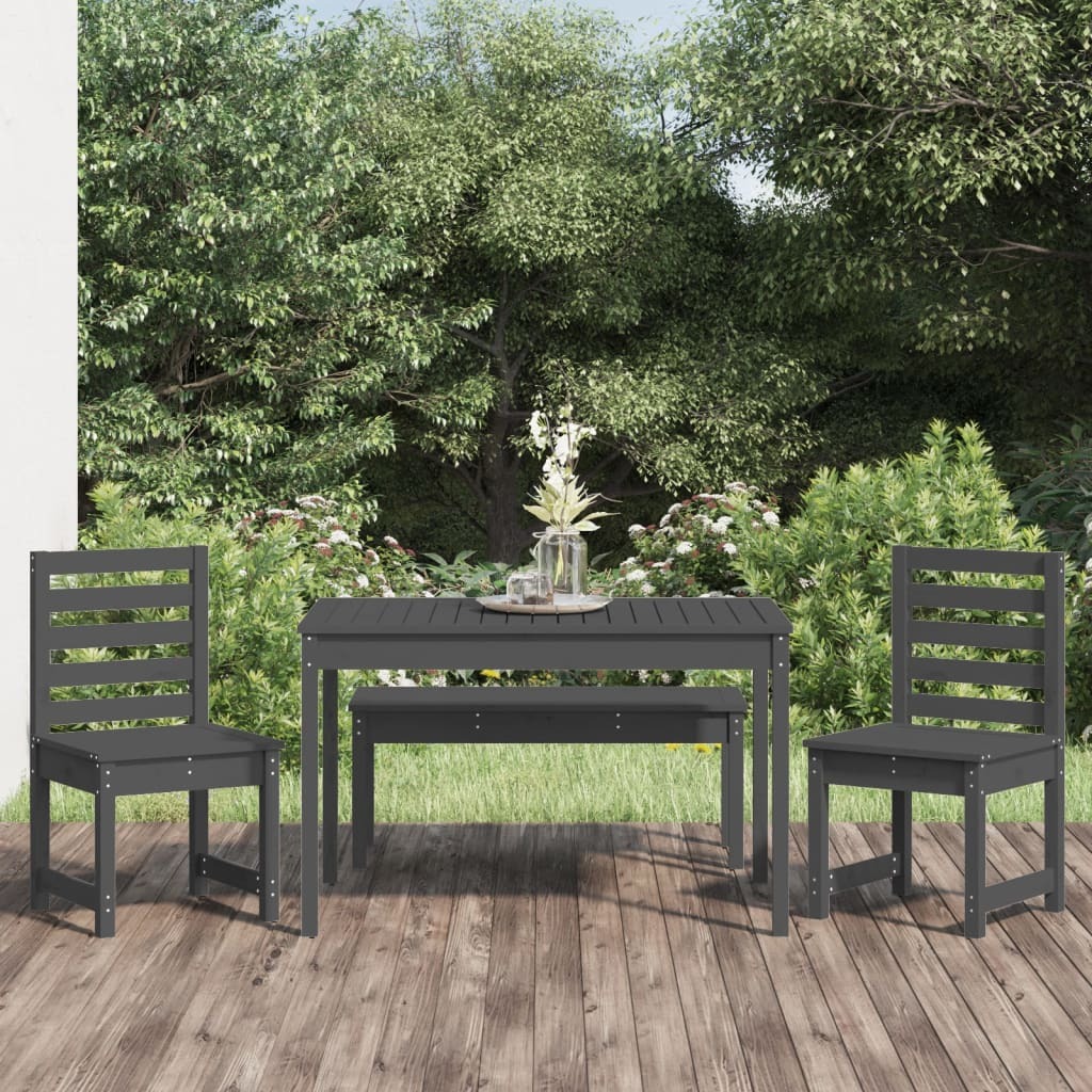Maison Exclusive 4-dielny záhradný jedálenský set sivý z masívneho borovicového dreva