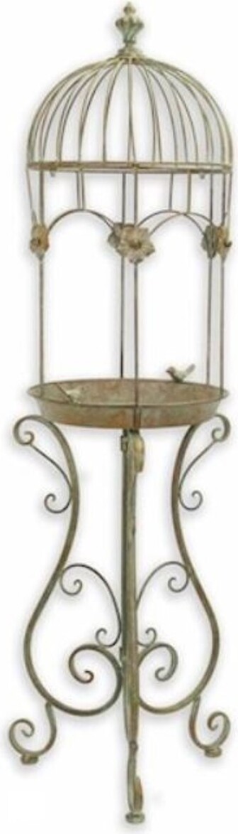 Casa Padrino Jugendstil Vogelbad Antik Grün 38,5 x 38,3 x H. 128 cm - Metall Vogeltränke - Garten & Terrassen Deko Accessoires