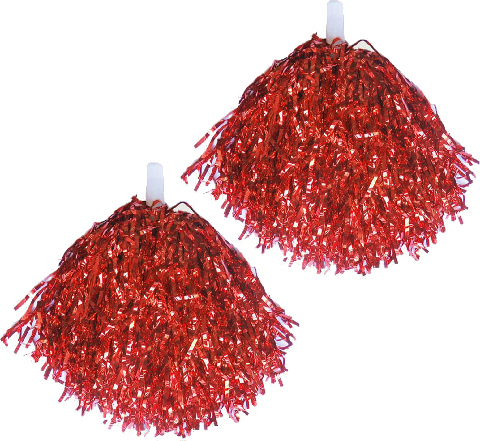 WRAPAHOLIC 12 Cheerleading-Pompons – Metallisch, 10 Cm, Rot & Silber, Für Sport & Feiern