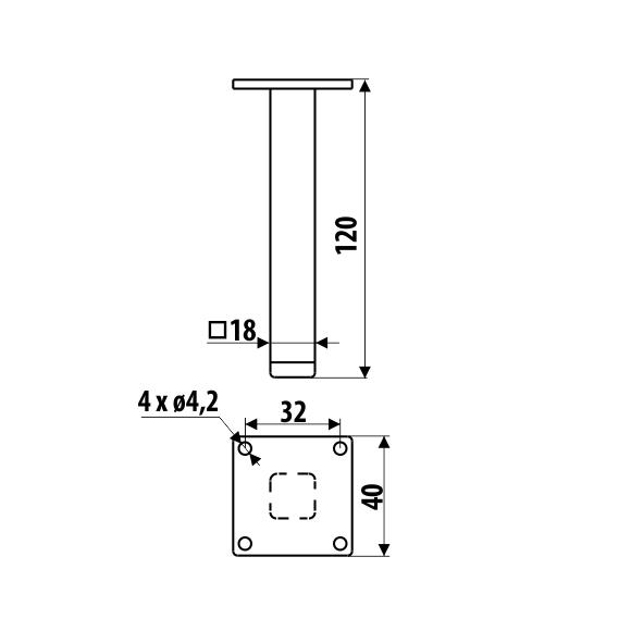 GAMET NS46 Bein, Strukturschwarz, 120mm