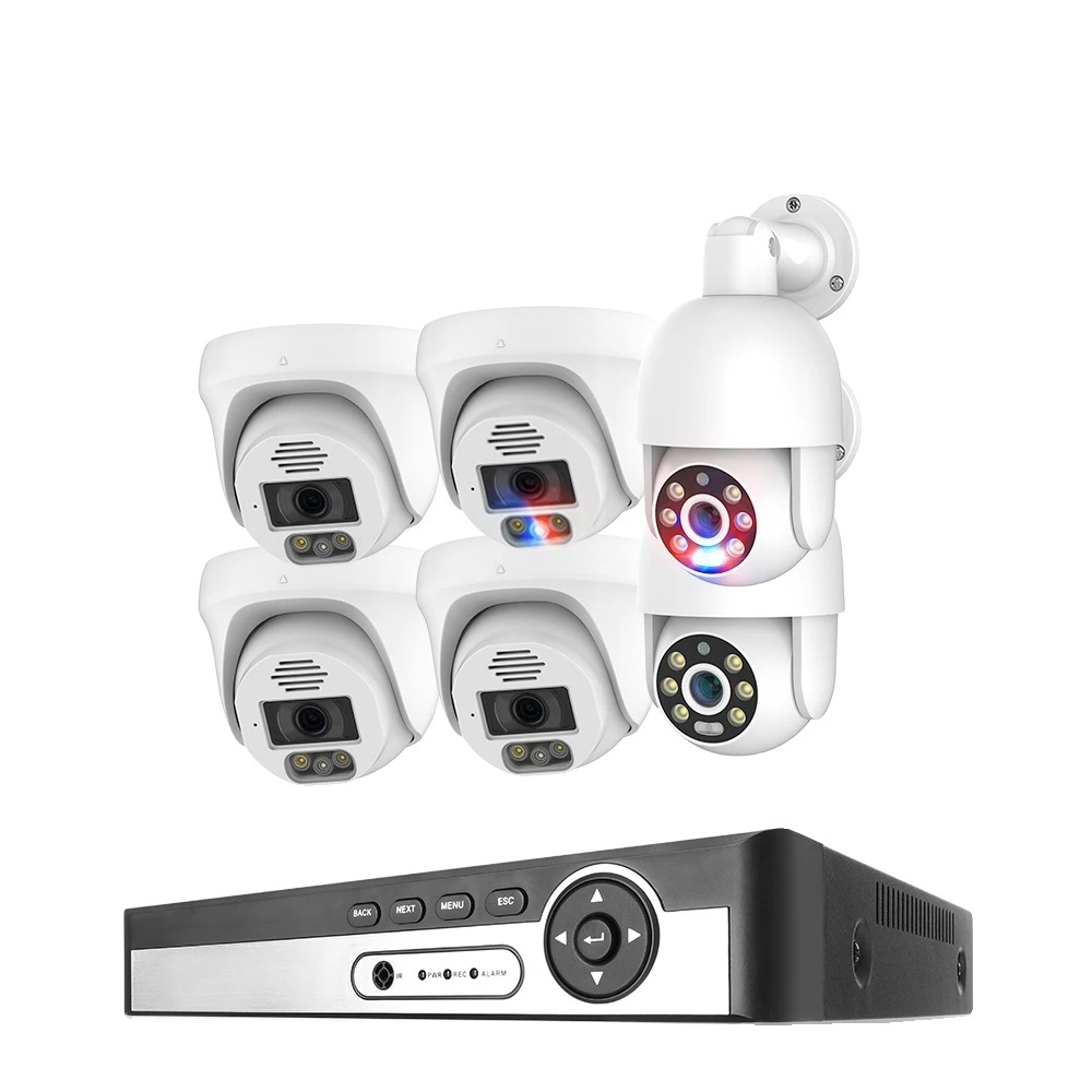 Kamerový systém POE, rozlíšenie 8 MP Ultra HD, červený/modrý svetelný alarm