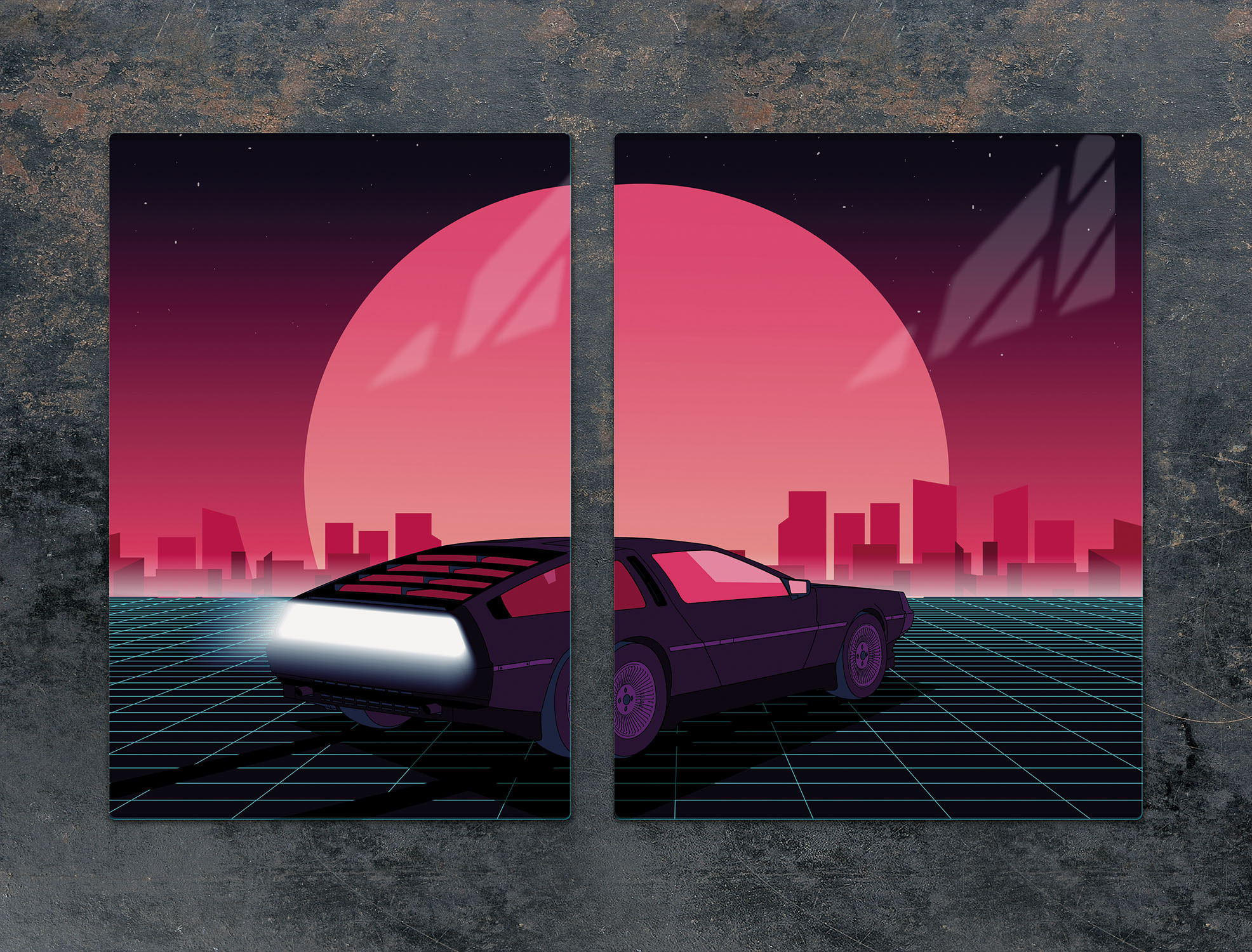 TMK ArtDeko Herdabdeckplatten 2 teilig 75x52 Ceranfeld Abdeckung Glas Schneidebrett Auto Rosa