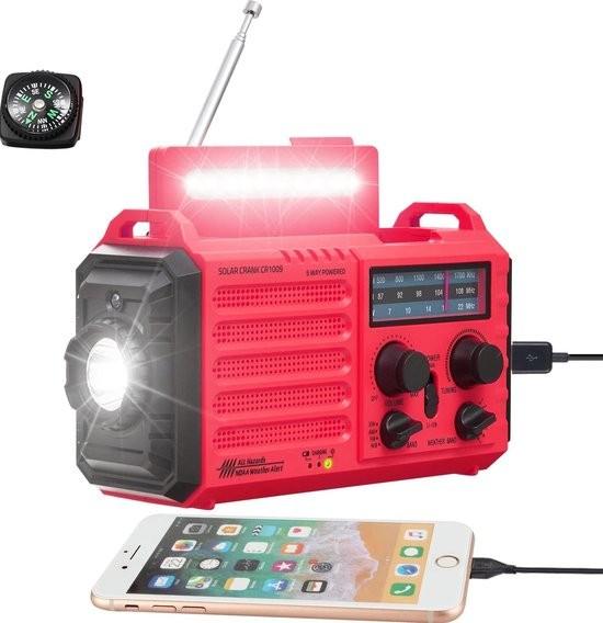 Merkloos Batteriebetriebenes Radio für Katastrophenfälle – Funktioniert mit AAA-Batterien – AM/FM – Leicht zu tragen – Taschenlampe – Notruftaste – Notfallradio – Solarbetriebenes Notfallradio – Notfallset 101816-0