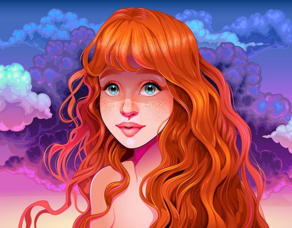 Sonstige Verlage Diamantstickerei Rothaariges Mädchen 45x60