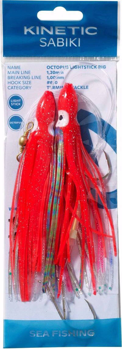 Kinetic Sabiki Octopus Lightstick Rig #6/0 Red/Blue F213-443-049