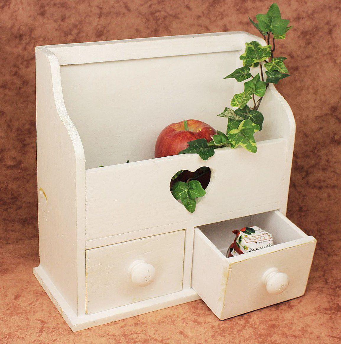 DanDiBo Minikommode Kommode mit 2 Schubladen 12236 Regal 28 cm Schmuckkasten Shabby Regal