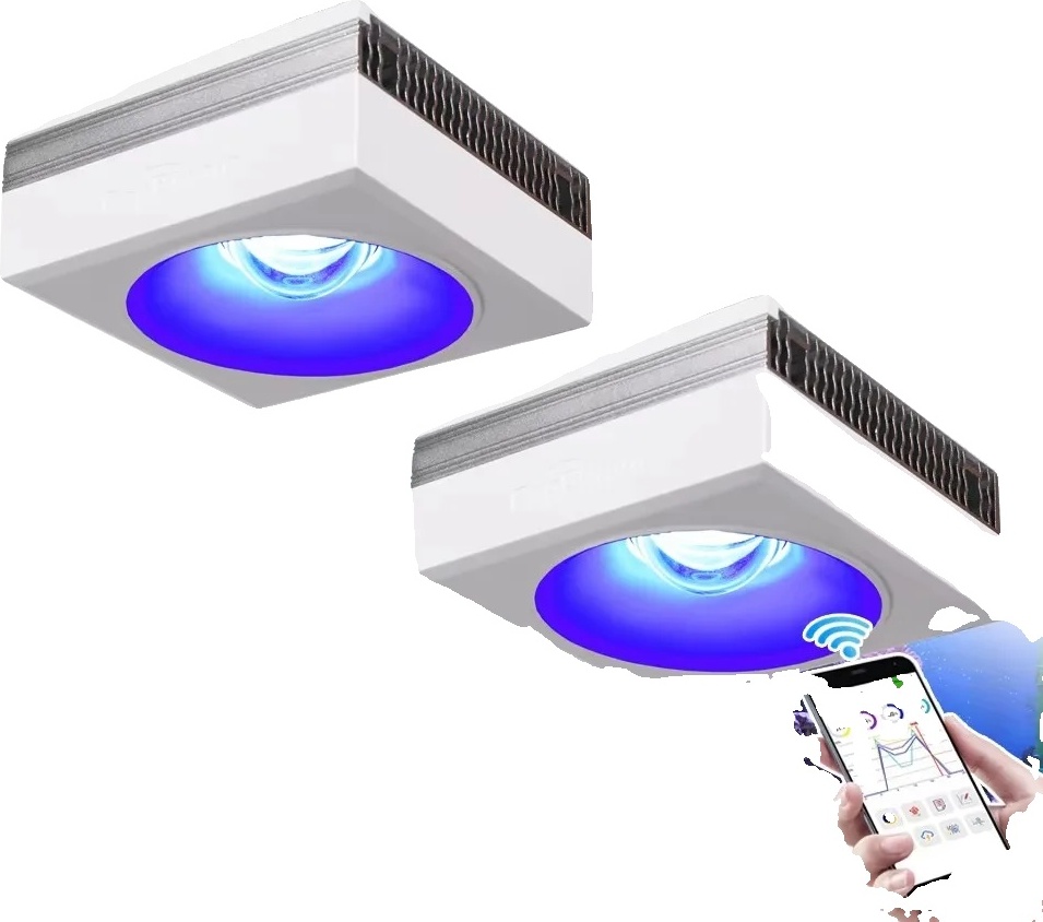 Osvetlenie morského akvária, ovládané WiFi, plné spektrum, vhodné pre akvária 80 cm-120 cm, biele-2 x závesná lampa, zástrčka EÚ