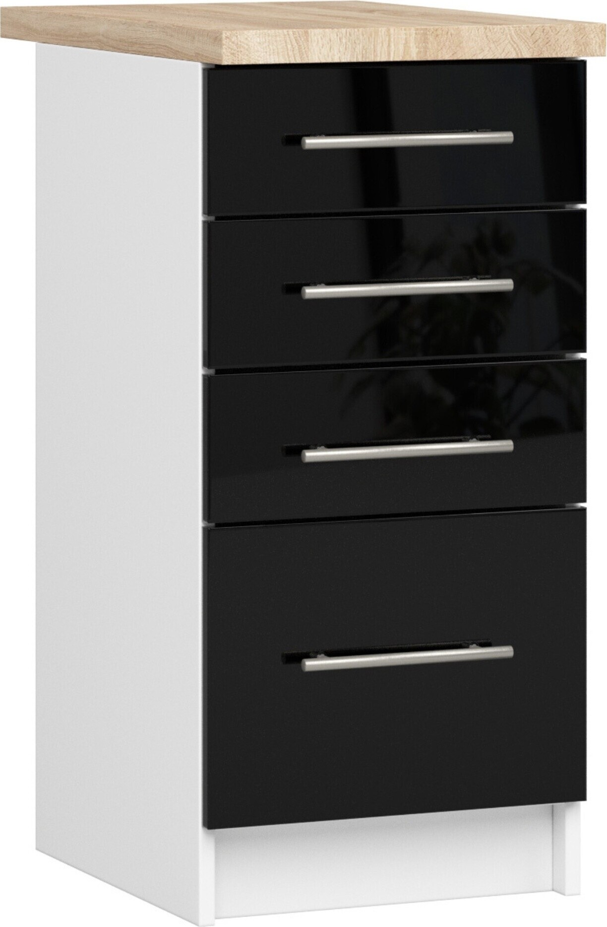 Küchenschrank AKORD OLIWIA S40 Weiß 40 cm Front Schwarz Glanz B40 x H85 x T46 cm KS0POLIBIACZARPOL016